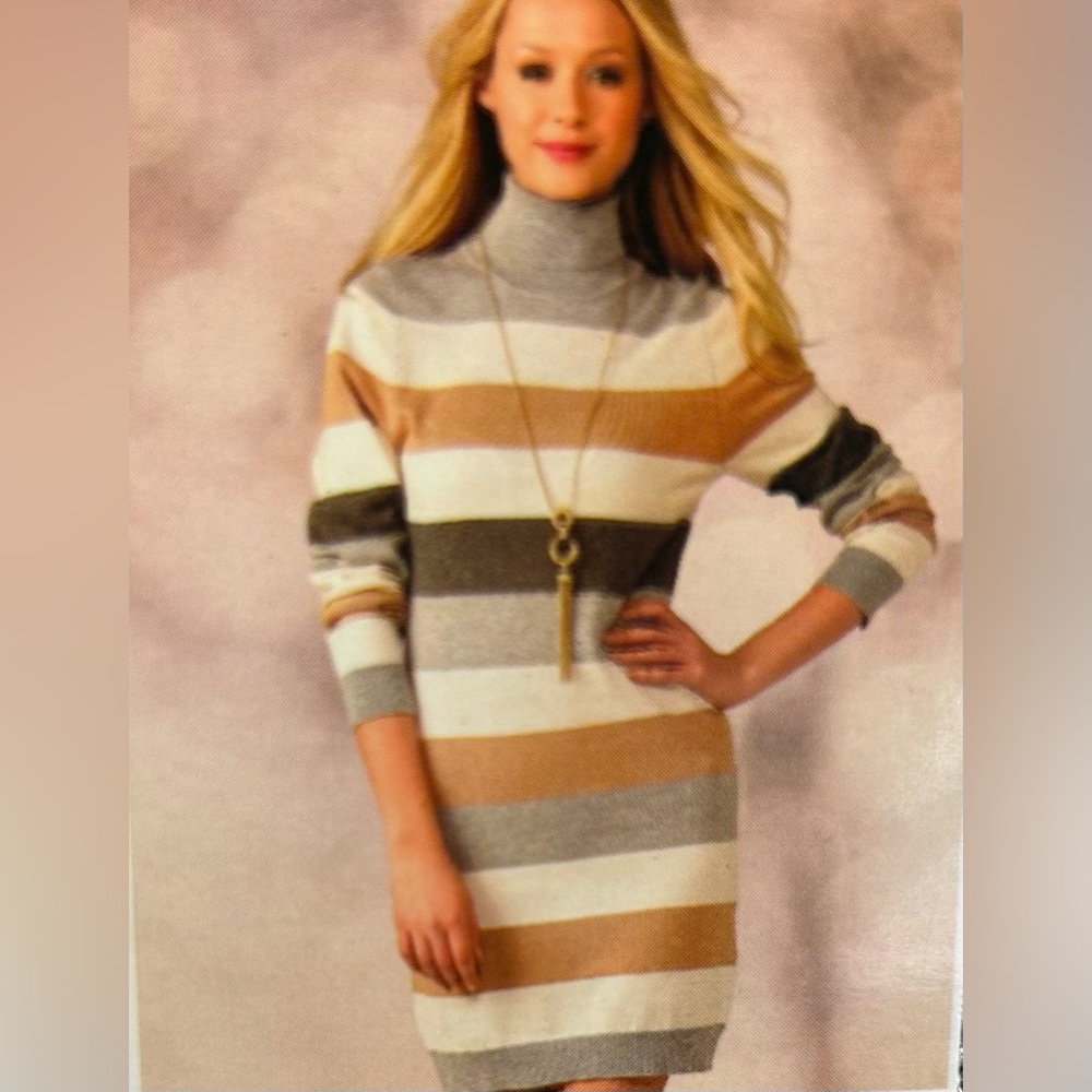 Charlie Page knit striped sweater dress turtleneck NEW with TAG size S…